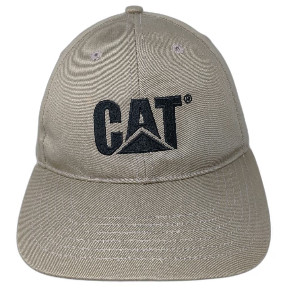 Caterpillar Baseball Cap Beige Black One Size Embroidered Logo Strapback hat